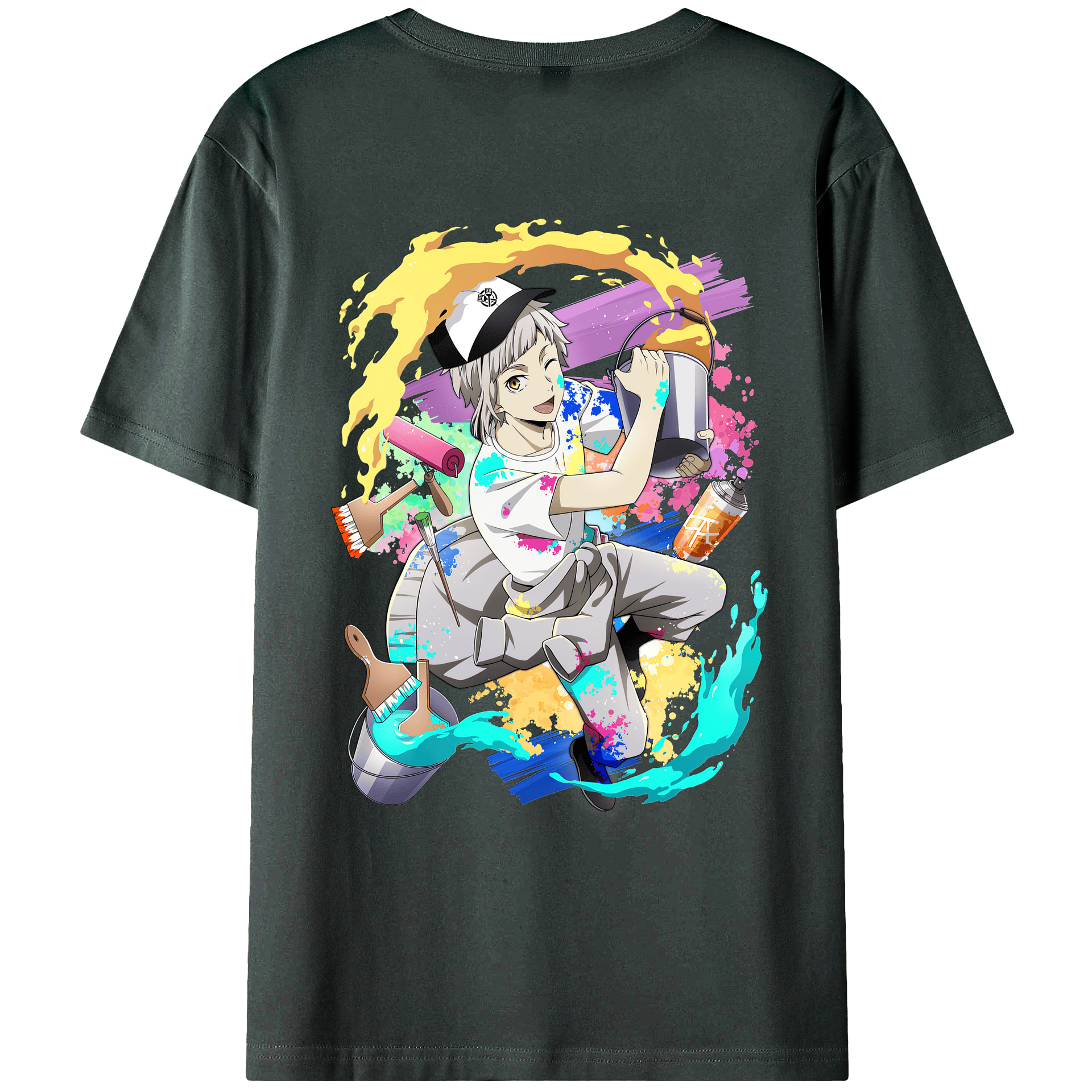 （画像用） 文豪ストレイドッグス Bungo Stray Dogs 綿100％ メンズ半袖Tシャツ（バックプリント） 通気性